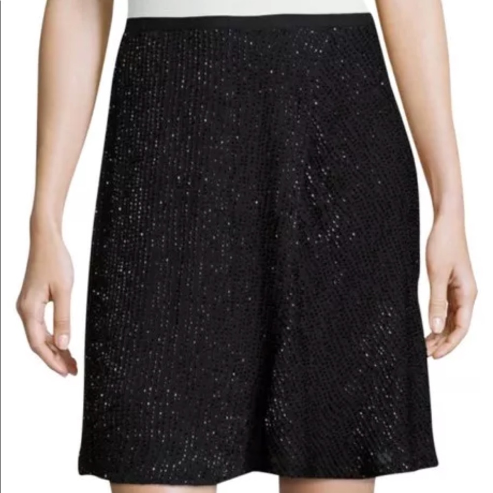 NWT Halston Heritage black beaded lined skirt